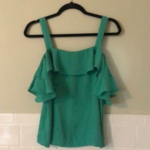 J Crew Green Off the Shoulder Tank